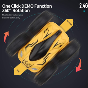  ماشین کنترلی چرخشی 360 درجه زرد Car 360 Degree Flip Remote Control Cars مقیاس 1:32_اسباب بازی